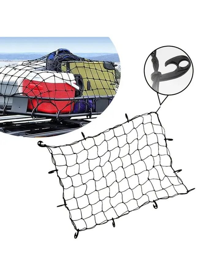 شبكة شحن ثقيلة سوداء 47 × 35 بوصة قابلة للتمدد مع 12 خطافًا للشاحنات وسيارات الدفع الرباعي والفان - Image 1